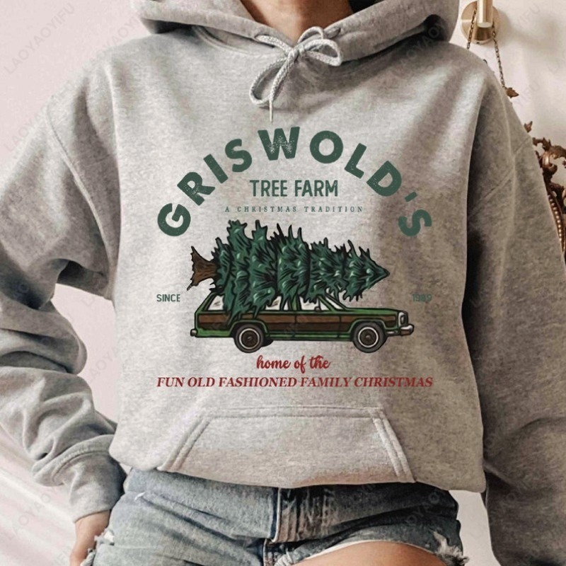 Family Tree Print - เสื้อฮู้ดดี้ Griswold's Tree Farm ชุดคริสต์มาสสำหรับครอบครัว ชุดวันหยุดฤดูใบไม้ผลิและฤดูใบไม้ร่วง