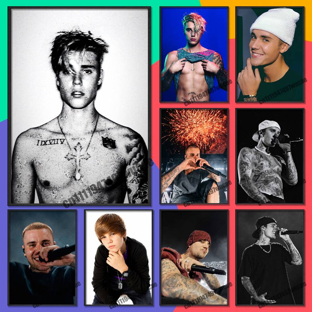 Custom Map Poster - โปสเตอร์ติดผนังลาย J-Justin Singer B-Bieber สำหรับตกแต่งบ้าน แบบสั่งทำได้