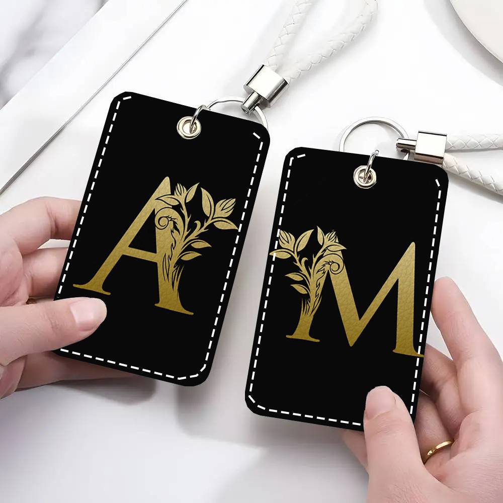 Monogram Keychain Leather - กระเป๋าใส่บัตรพร้อมตัวอักษรย่อ ที่ใส่บัตร กระเป๋าใส่บัตร ป้ายห้อยกุญแจ ห่วงกุญแจ ที่ใส่บัตรหนัง