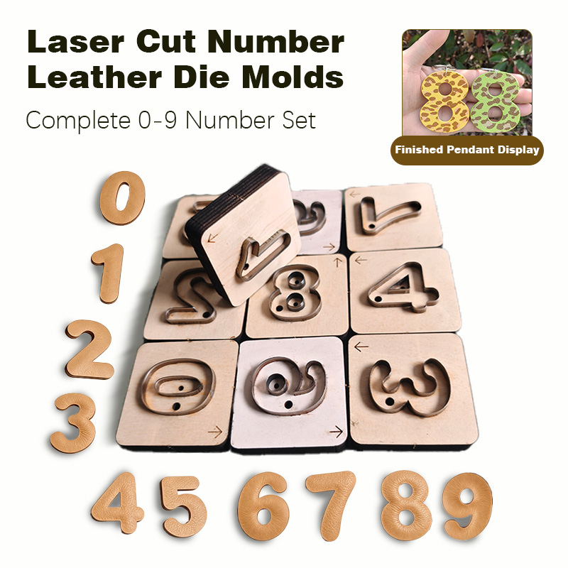 Monogram Keychain Leather - แม่พิมพ์ตัดหนังสำหรับทำพวงกุญแจตัวเลข 0-9 ตัวอักษรและตัวเลข อุปกรณ์ปั๊มลายสำหรับงานหนังทำมือ