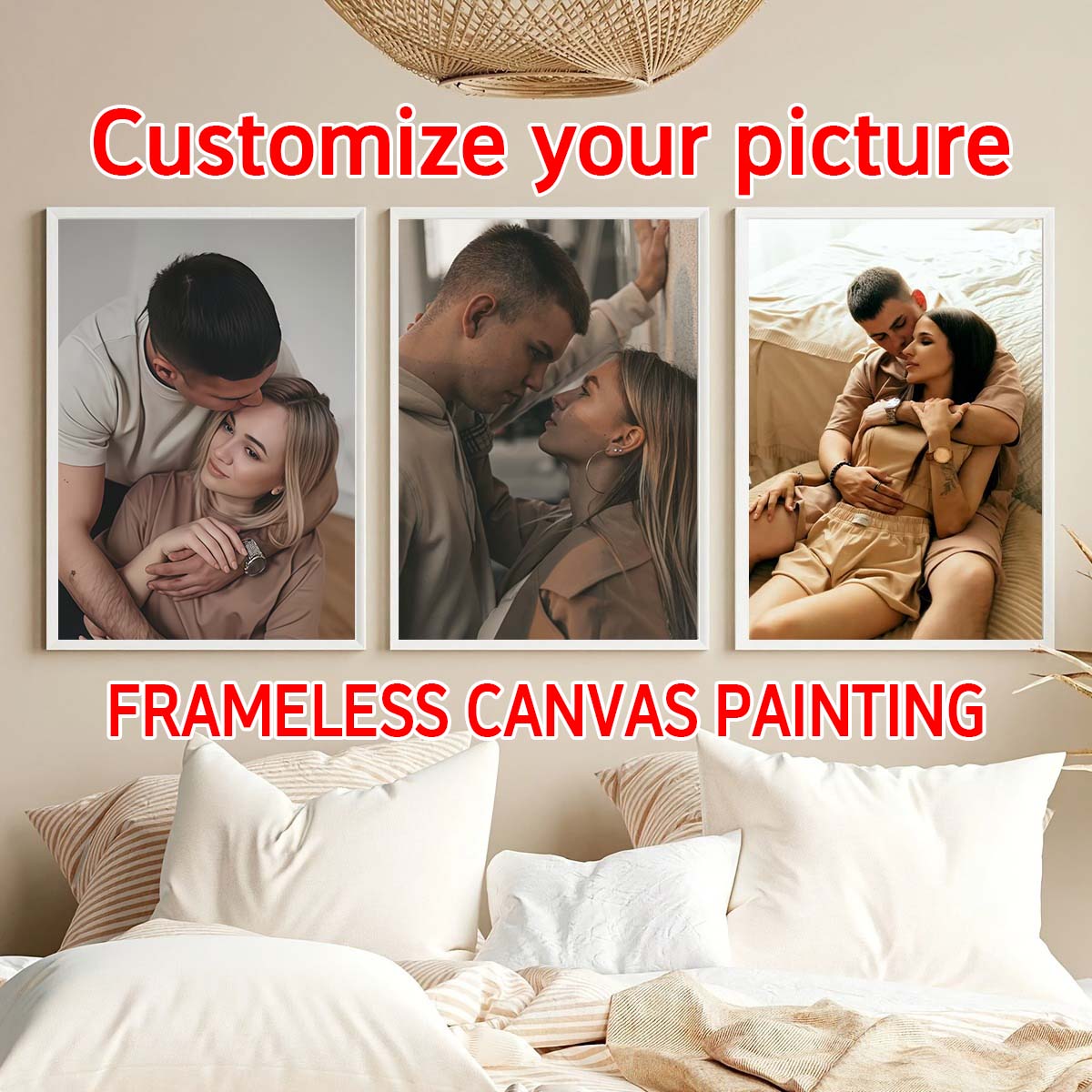 Engraved Wood Frame - ภาพวาดสีน้ำมันแบบสามชิ้น - กรอบรูปไม้แบบกำหนดเอง 2 มิติ หรือโปสเตอร์ผ้าใบแบบไม่มีกรอบ