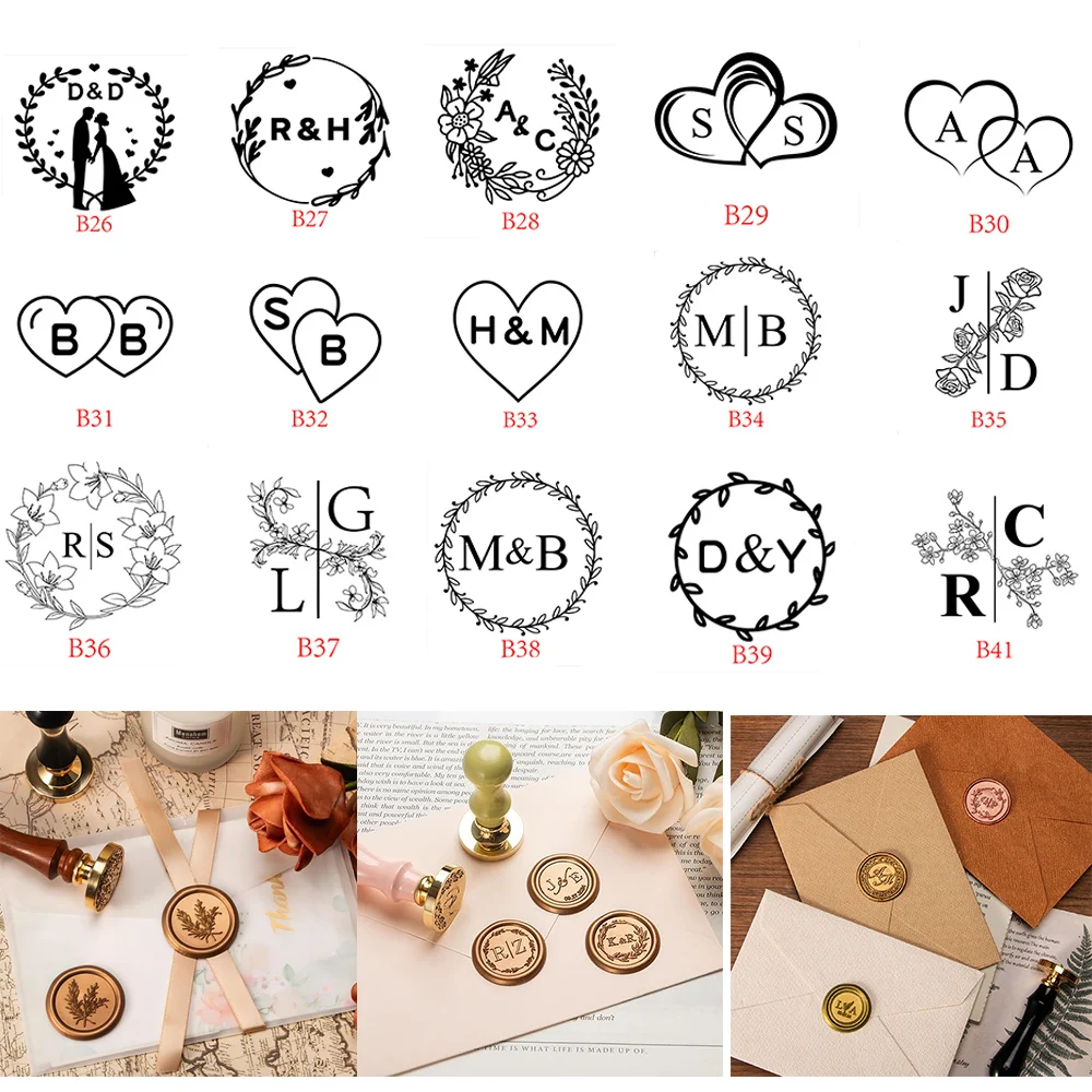 Wax Seal Letter Kit - CUSTOM WAX Seal ชุดแสตมป์คู่ชื่อ 2 ชื่อย่อส่วนบุคคลแสตมป์/ปิดผนึก