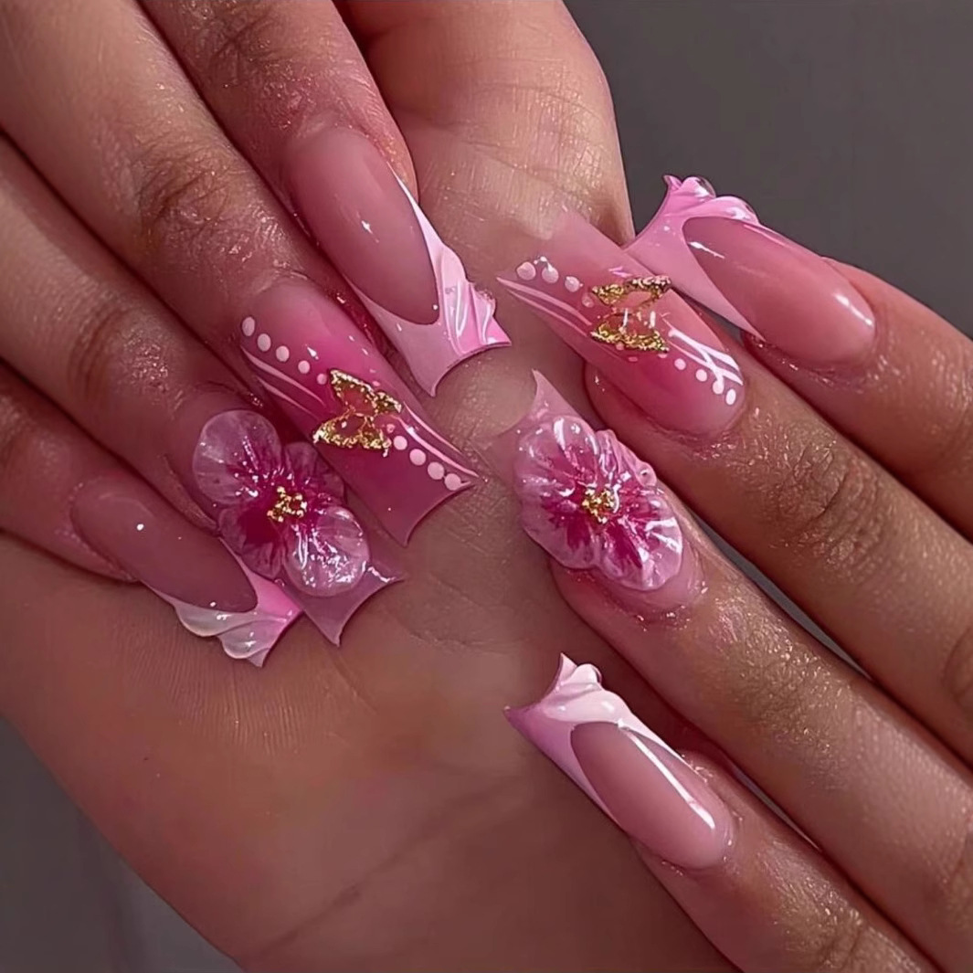 24 ชิ้นสวมใส่สแควร์กดบนเล็บฤดู - Pressed Flower Art บทวิจารณ์และราคา