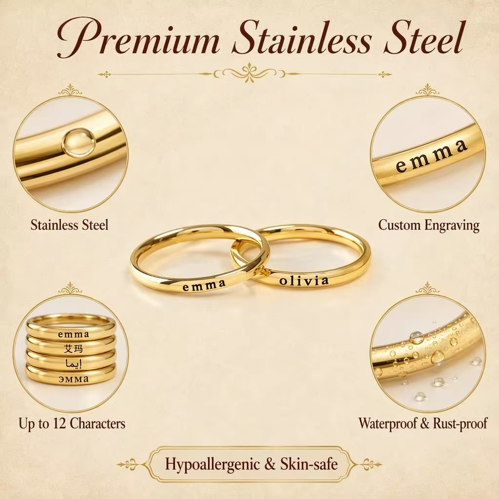 แหวนสลักชื่อส่วนบุคคล แหวนทองค - Initial Ring Custom บทวิจารณ์และราคา
