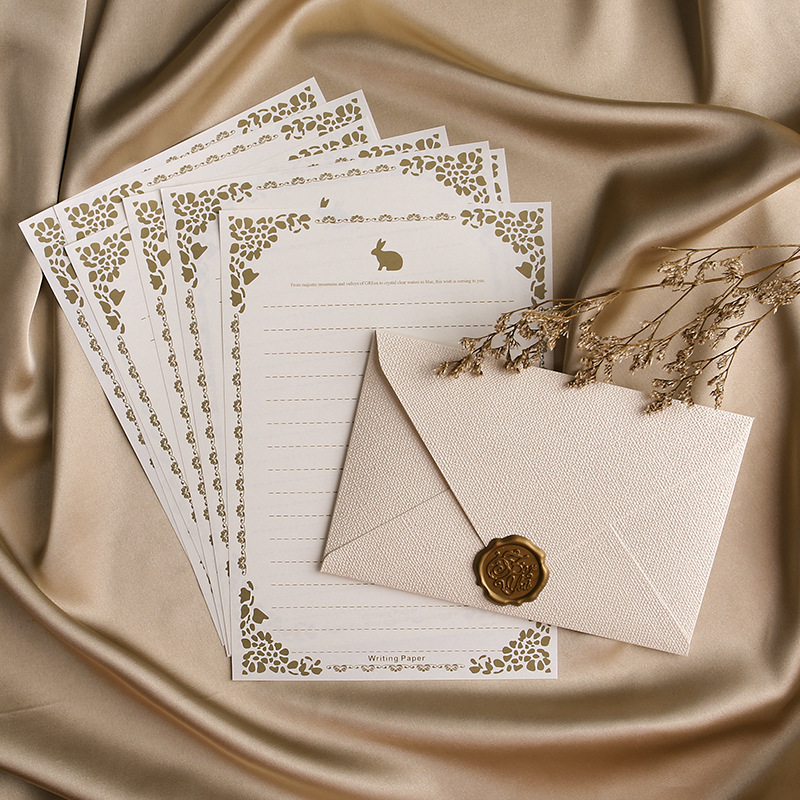 ชุดกระดาษซองกระดาษผ้าลินินสีน้ - Wax Seal Letter Kit บทวิจารณ์และราคา