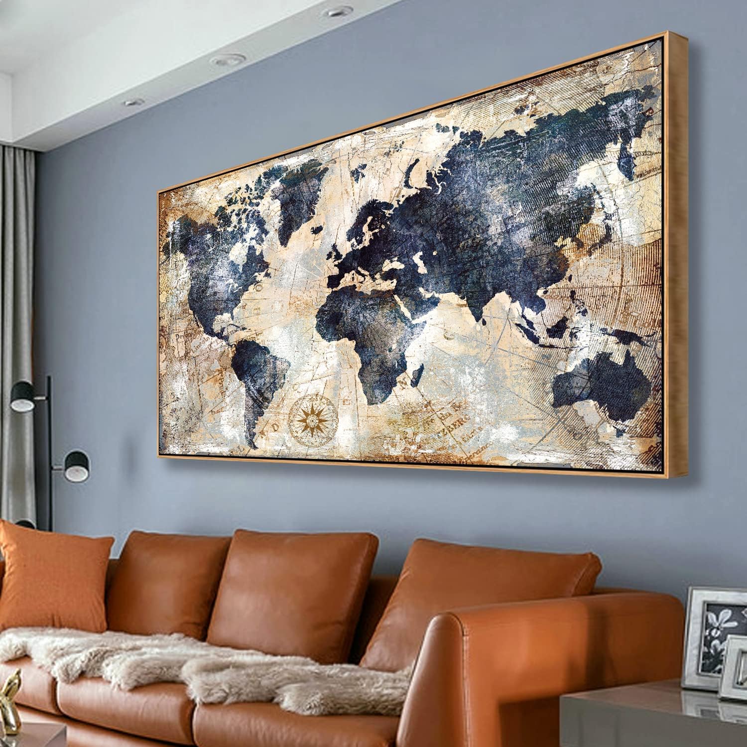 แผนที่โลกมีกรอบพิมพ์ศิลปะบนผนั - Custom Star Map บทวิจารณ์และราคา
